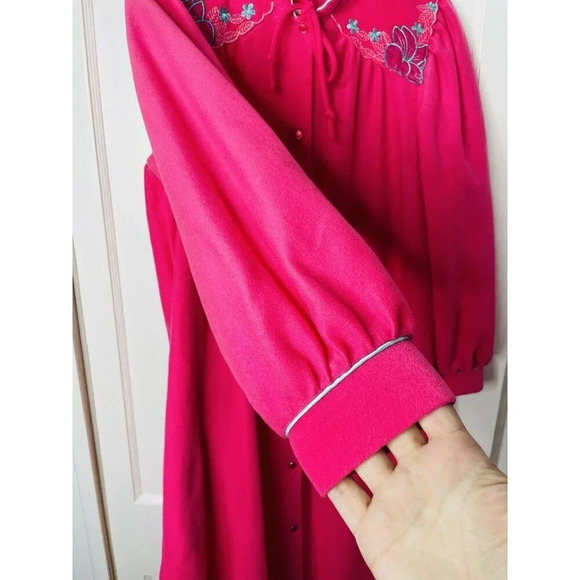 Vtg Vandemere Nightgown M House Dress Floral Embroidered Soft Long Sleeve Retro - Picture 2 of 9